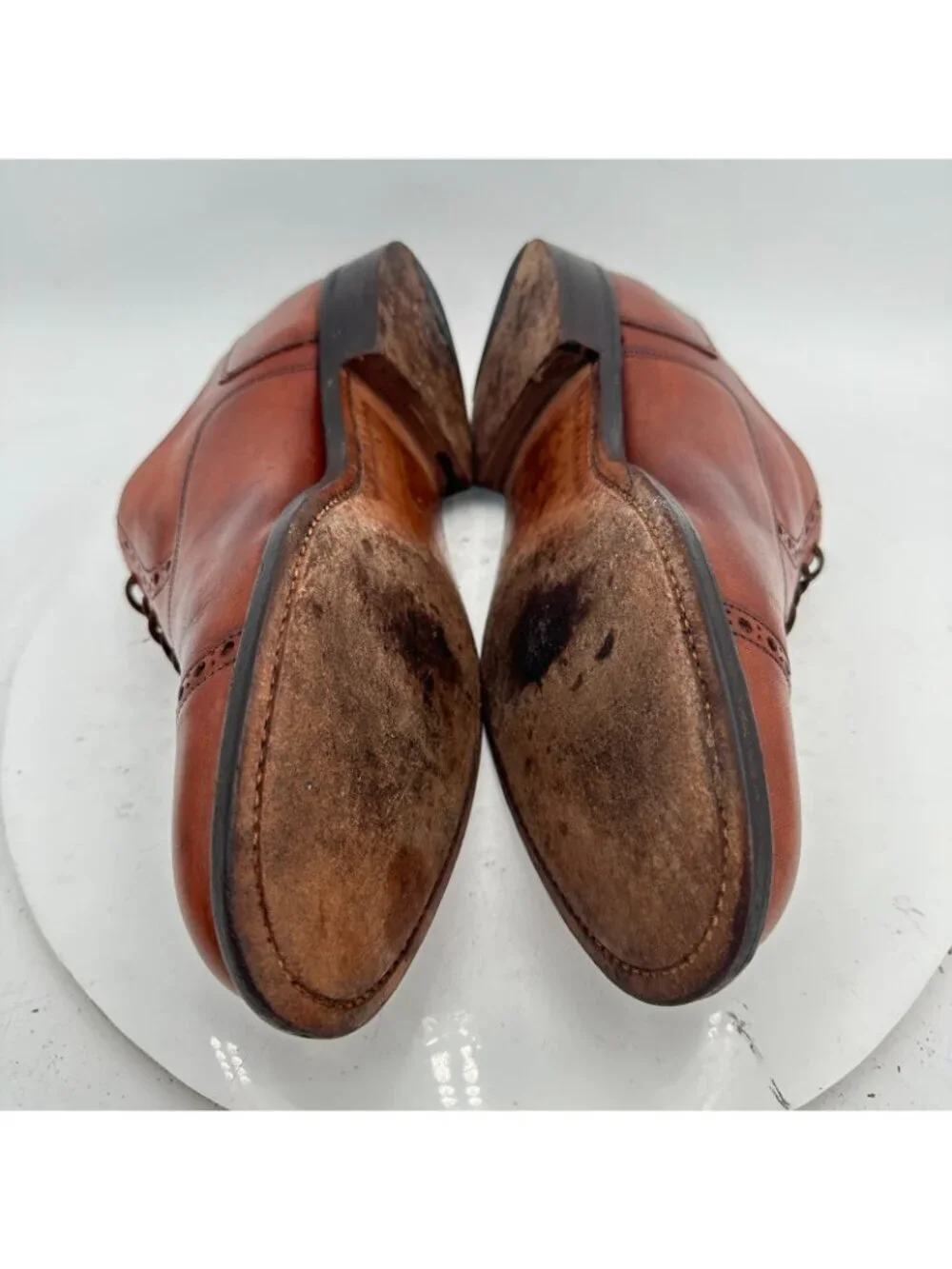 Barker Men Sz 7 US 8 Brown Tan Leather Brogue Cap Toe Lace Up Oxford Dress Shoes